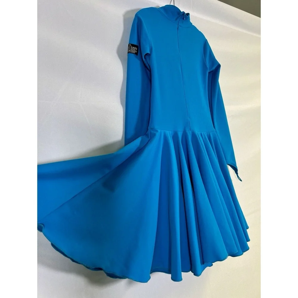 Ballroom Latin Dance Competition Dress for Pre-Teen girls Blue Size 8-10